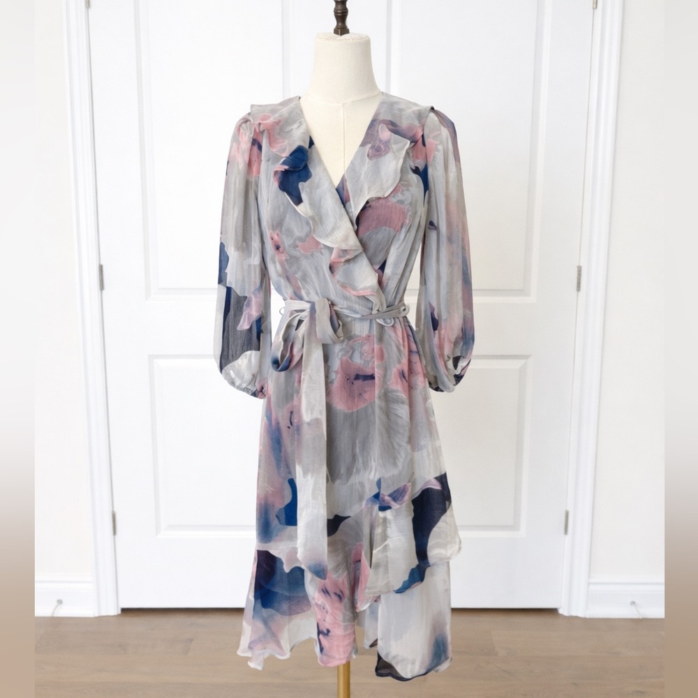 DKNY Floral Chiffon Dress | Size 8 | Elegant & Feminine